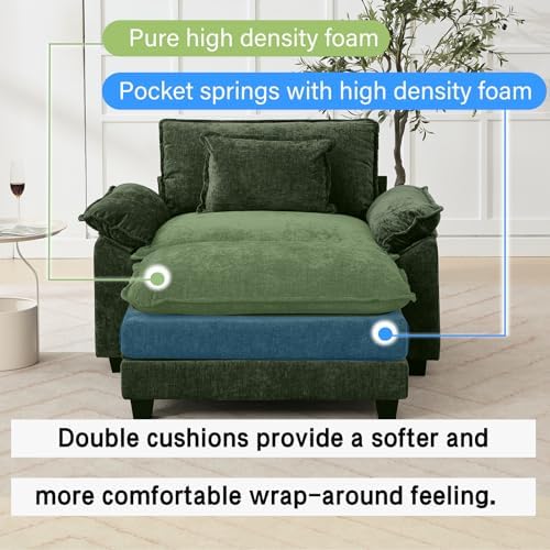 Oprisen 53" Modular Sectional Sofa, Comfy Deep Cloud Couch with Ottoman