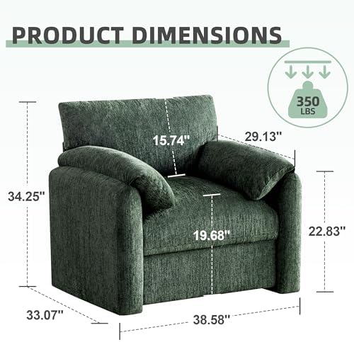 Howjoe 2 Pack Accent Chair for Living Room, Oversized Armchair, Green