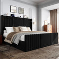 55" Tall King Size Platform Bed Frame with 2 Reading Lights, Black