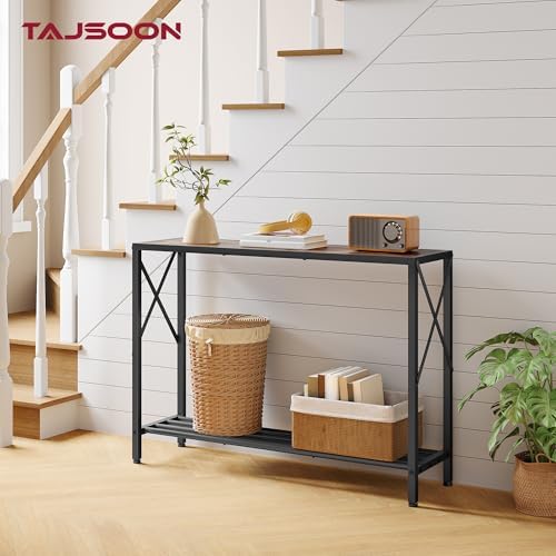Tajsoon Console Table 41.8", 2 Tier Industrial Entryway Table with Shelves