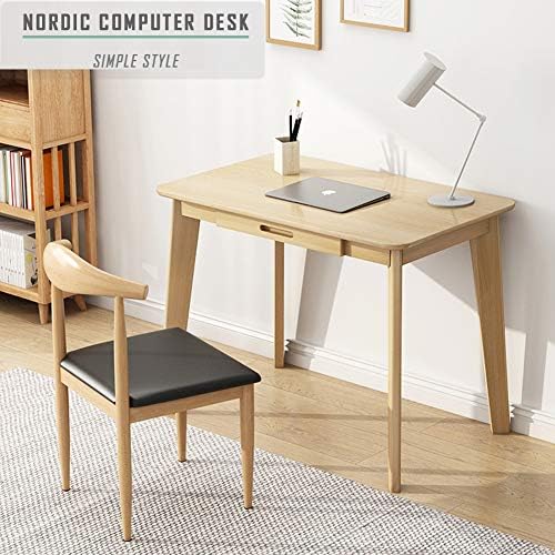 IOTXY Solid Wood Writing Desk - Home Office Laptop Computer Table, Oak