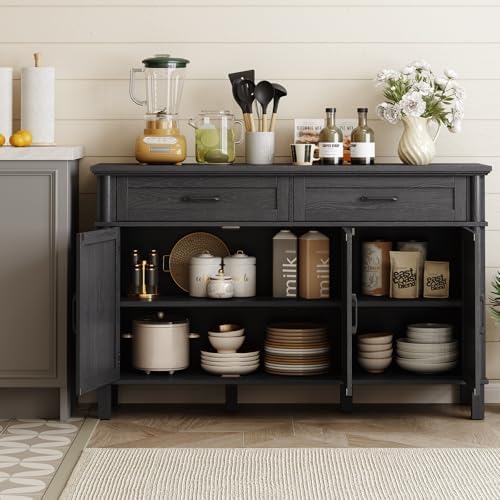 ONBRILL 55 Inch Buffet Cabinet with Storage, Black