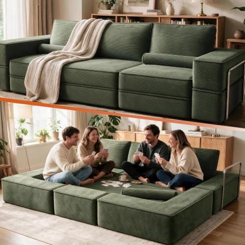 Oversize Convertible Boneless Couch Bed, 103 Inch Corduroy futon Sofa Bed