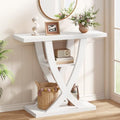 FAVOOSTY 39.4" Entryway Table, 3 Tier Hallway Table, Console Tables for Living Room, Narrow Entrance Table with Storage, Sofa Table Behind Counch, Accent Table for Entry Foyer, White