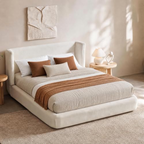 DNYN Queen Cloud Bed Frame with Wingback Headboard and 360° Foam Surround