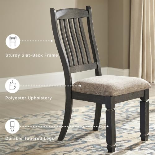 Signature Design by Ashley Ralene Transitional Faux Leather Dining Chair with Cushioned Seat, Set of 4, Medium Brown & Black