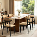 CHUN YI Dining Chairs Set of 6, Upholstered Solid Wood Dining Room Chairs, Mid Century Modern Fabric Kitchen Chairs with Ergonomic Curved Back, Khaki (Only Chairs)