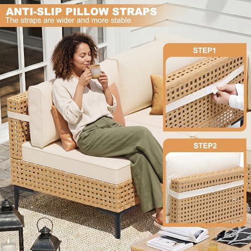 ABCASA 5-Pieces Patio Furniture Set with Non-Slip Cushions & Coffee Table