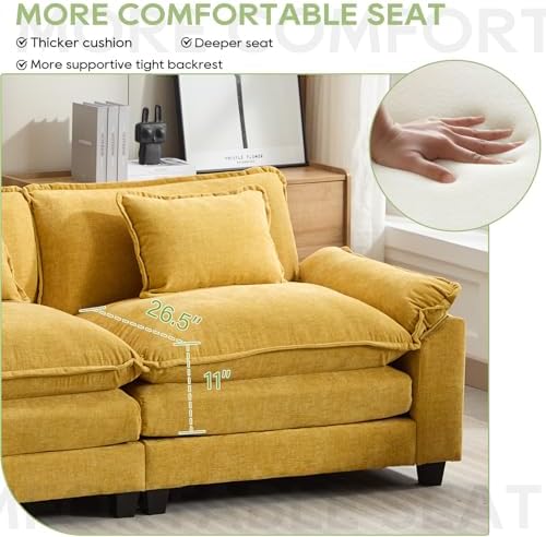 Oprisen 53" Modular Sectional Sofa, Comfy Single Sofa Deep Cloud Couch
