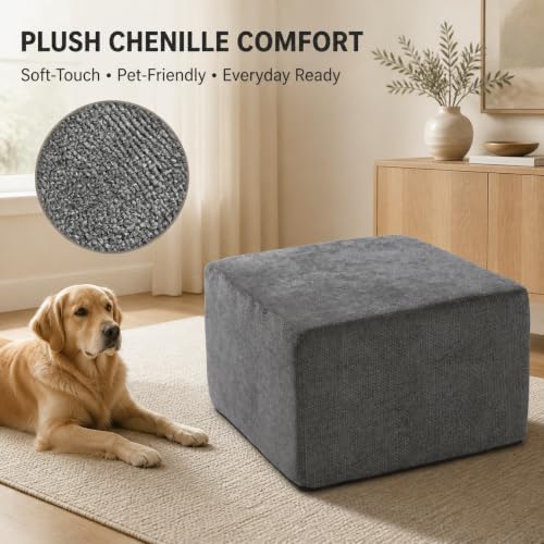 MONVANE 27.5" Square Ottoman, Modular Foot Rest, Grey