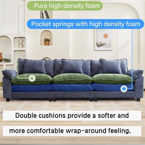 Oprisen 120" Modular Sectional Sofa, Comfy 3 Seater Deep Cloud Couch