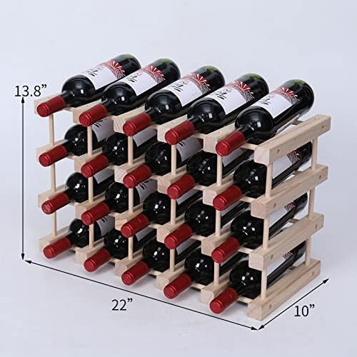 Wine Rack Small countertop Cabinet Stackable Storage Wooden freestanding Floor Wine Holder (20 Bottles)