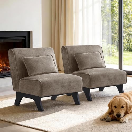 Armless Accent Chairs Set of 2 Upholstered Living Room Side Chairs