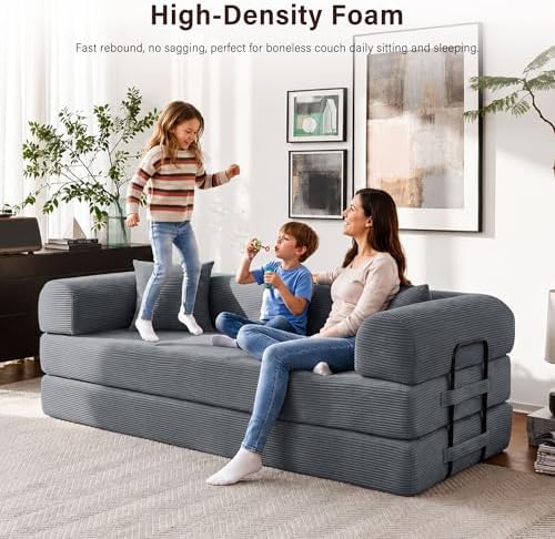 79" Convertible Sofa Bed, Boneless Sleeper Futon Couch for Living Room