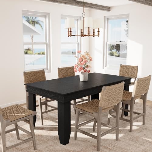 GarveeHome Farmhouse Dining Table for 4-6 People, 63" Long Kitchen Tables