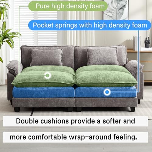 Oprisen 86" Modular Sectional Sofa, Comfy Deep Cloud Couch with Ottoman