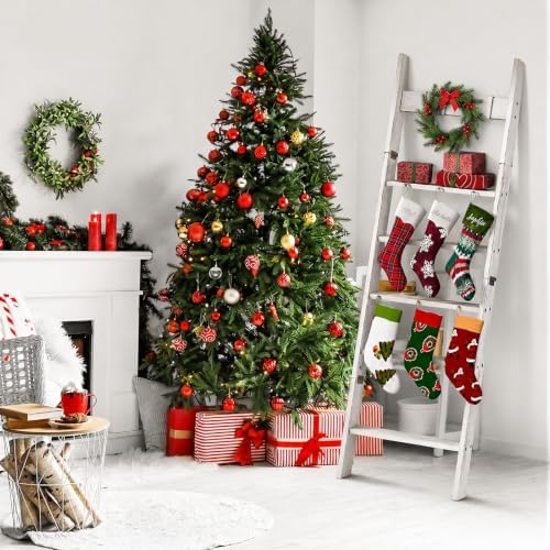 Blanket Ladders for the Living Room with 4 Hooks, 6-Tier Blanket Holder