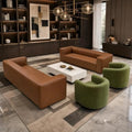 4-Piece Living Room Set, 2 Faux Leather Sofas + 2 Swivel Chairs