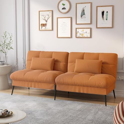 COMHOMA Futon Sofa Bed, 72″ Convertible Sleeper Sofa, Upholstered Loveseat