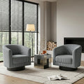 Swivel Accent Chairs Set of 2, 360° Bucket Chair, Modern Upholstered Barrel Armchair, Comfy Corduroy Single Sofa for Living Room Bedroom, Grey
