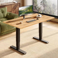 SANODESK Solid Rubberwood Standing Desk Dual Motor 55"x24" Natural/Black