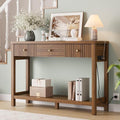 Decofy 47'' Fluted Console Table with Charging Station & 3 Drawers, Walnut