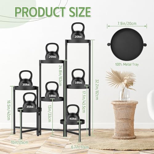 iDavosic.ly Plant Stand Indoor Outdoor, 7 Tier Metal Corner Shelf, Black