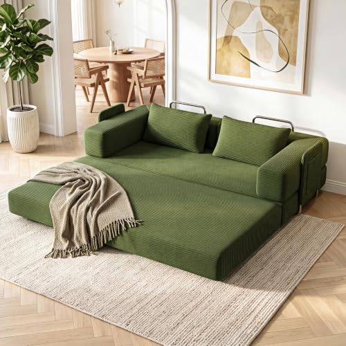 78" 5-in-1 Convertible Futon Sofa Bed, Boneless Couch for Living Room