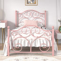 VECELO Twin Size Bed Frame with Headboard and Footboard, Heavy Duty Metal Slat Support, Platform Mattress Foundation, No Box Spring Needed, Easy Assembly, Light Pink