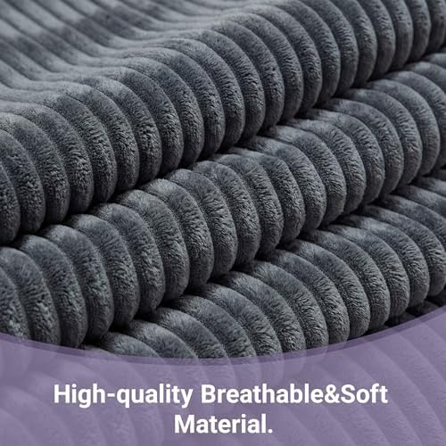 Seang Queen Size Upholstered Headboard, Corduroy Fabric Headboards with 24" Height High-Density Sponge Backrest, Modern Bed Backboard for Bedroom & Dorm, No Nails, No Assembly Required, Dark Grey