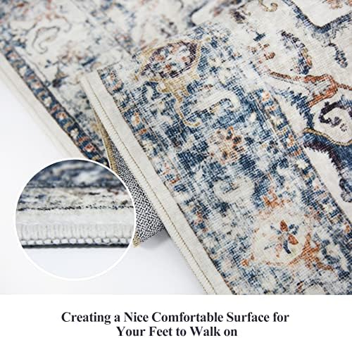 Hallway Washable Runner Rug - 2x10 Kitchen Rugs Entryway Rug Runner Vintage Soft Floor Mat Non Slip Indoor Farmhouse Carpet for Bathroom Living Room Bedroom (2 X 10, Brick)