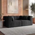 MONVANE 75" Loveseat Sofa, Comfy Chenille Modular Sectional Sofa with 4 Pillows, Modern Deep Seat Boneless Couch, 2 Seater Sofa for Living Room, Bedroom and Apartment, Black