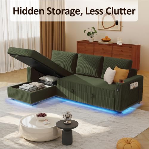 Ball & Cast 80" Sectional Sleeper Sofa Bed Pull Out Couches for Living Room