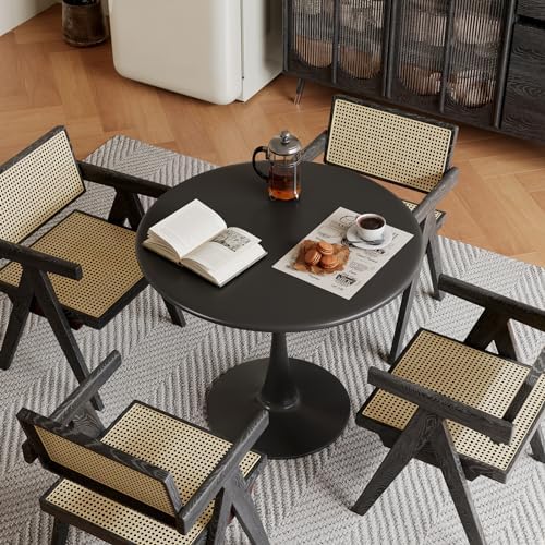 24 Inch Black Small Tulip Table, Stable Round Dining Table for 2 Person