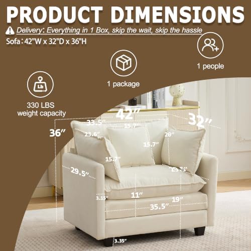 42" Modular Sectional Sofa, Cloud Couch Single-Seat Accent Chair