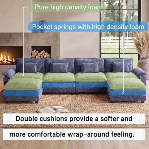Oprisen 154" Modular Sectional Sofa, Comfy Deep Cloud Couch with Ottoman
