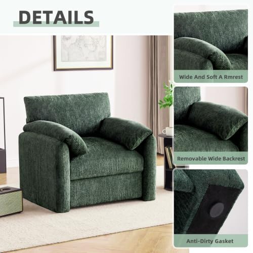 Howjoe 2 Pack Accent Chair for Living Room, Oversized Armchair, Green