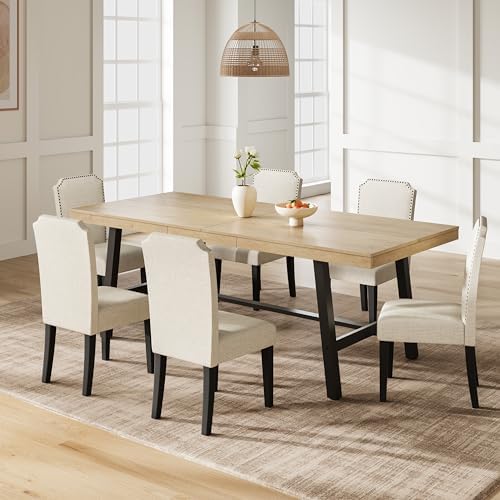 Garvee 79" Rectangular Dining Table, Modern Kitchen Table, Natural