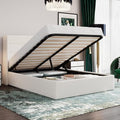 SHA CERLIN Full Size Lift Up Hydraulic Storage Bed Frame White