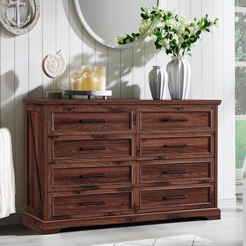 ACCOHOHO Farmhouse 8 Drawers Dresser Chests for Bedroom, Brown