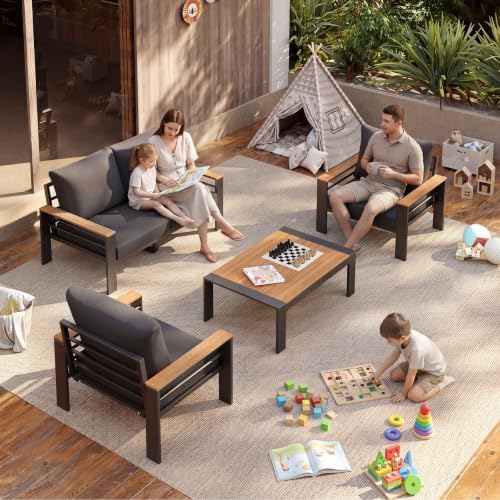 Aoxun Patio Furniture Set, Aluminum Outdoor Furniture with Oversized Seats