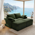 Boneless Sectional Couch with Storage, Upgraded Modular Sofa with Ottoman, Deep Seat Sleep Sofa for Living Room, 4 Seat Memory Foam Modern Corduroy Cloud Sofa with 2 Pillows,No Assembly (71"-Green)