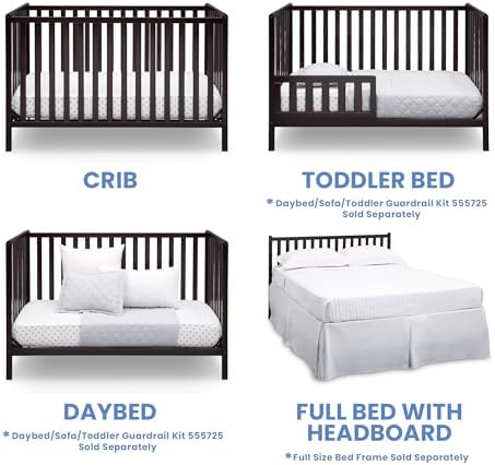 Delta Children Heartland 4-in-1 Convertible Crib & Mattress, Dark Chocolate