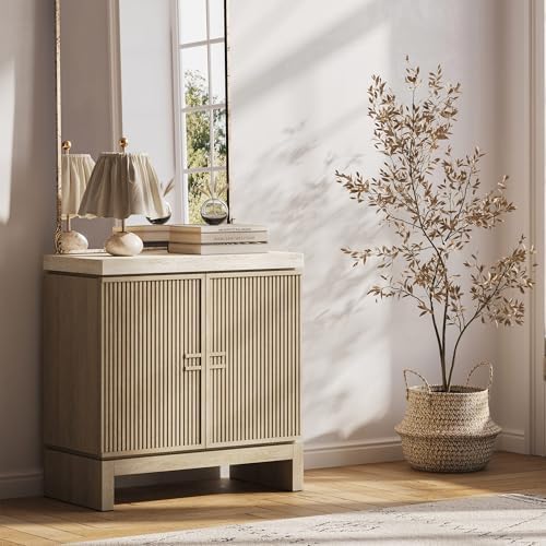BELLEZE Anton Sideboard Buffet Cabinet - Travertine Greige