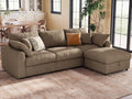 Ihanherry Cloud Sectional Couches for Living Room, 110" Large Modular Sectional Sofa with Wide Deep Seat, L Shaped Couch with Throw Pillow and Storage Ottoman, Brown