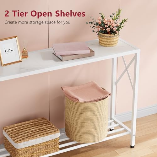 Tajsoon Console Table 41.8", 2 Tier Narrow Entryway Table with Shelves