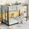 PVWIIK Twin Over Twin Bunk Bed with Vent Board & Noise Reduced Design,Metal Bunk Bed for Dorm,Bedroom,Guest Room,Easy to Assemble,Space Saving, Black