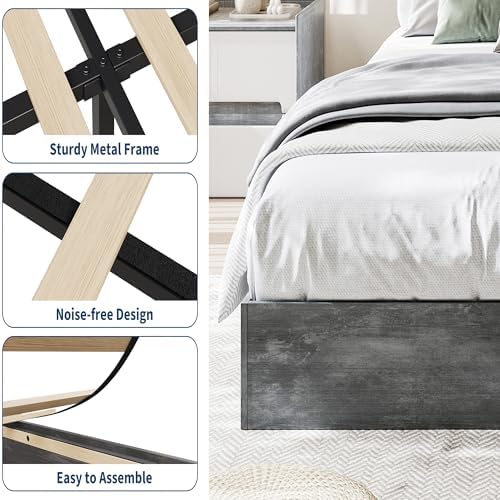 GarveeHome Wood Platform Bed Frame, Twin XL Bed Frame Without Headboard