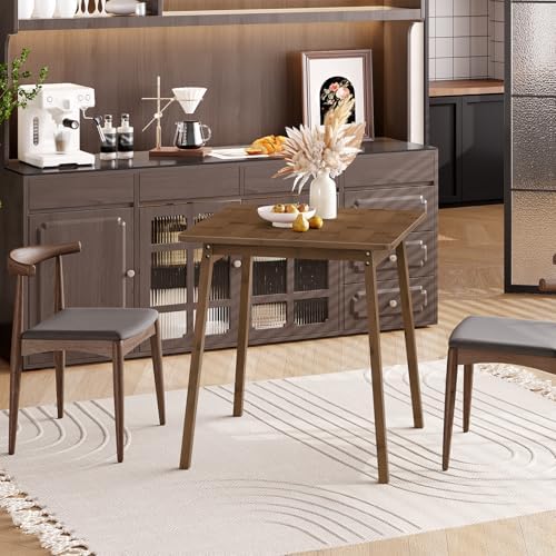 HOOBRO Bamboo Dining Table, Square Dining Table for 2, 27.6" Kitchen Table for Small Space, Writing Table, Easy to Assemble, for Dining Room, Living Room, Office, Kitchen, Apartment, Brown BR70CZ01G1