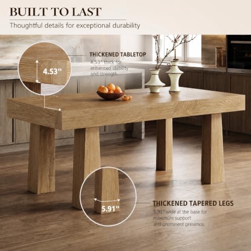 Tribesigns 63 Inch Dining Table for 4-6 People, Rectangular Kitchen Table